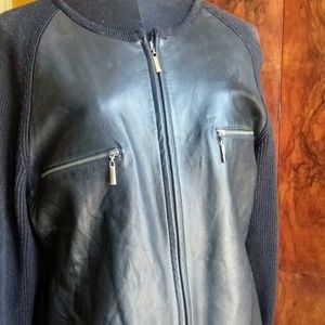 Leather wool cardigan jacket size XL